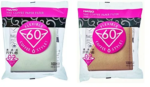 Hario Paper Filters for 02 Dripper White & Natural Set 100 Sheets Each