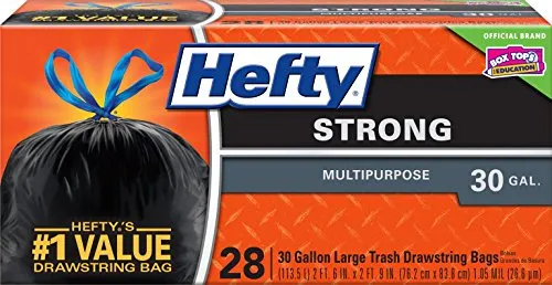 Hefty Strong Multipurpose Large Black Garbage Bags - 30 Gallon, 28 Count