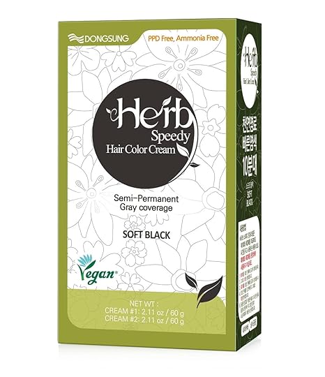 Herb Speedy PPD Free Hair Dye, Ammonia Free Hair Color Soft Black Contains Sun Protection Odorless No more Eye and/or Scalp Irritations From Coloring For Sensitive Scalp