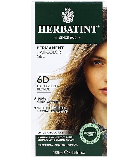 Herbatint Permanent Herbal Haircolour Gel 6D Dark Golden Blonde - 135 mL
