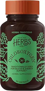 Herbs Etc. ChlorOxygen Chlorophyll Concentrate - Aids Healthy Blood Circulation - High-Altitude Environment Support - Energy Support - 60 Softgels (60 Servings)
