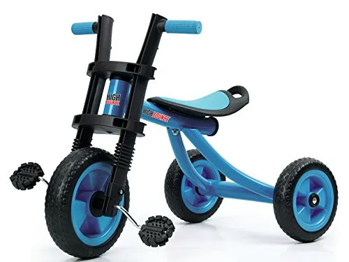 High Bounce Kids Tricycle Extra Tall 3 Wheel Kids Trike, for Toddlers and Kids Ages 3-6 Adjustable Seat Tricycles, Soft Rubber Handle (Blue)