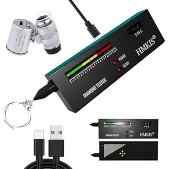 HMKIS Diamond Tester Pen, Professional Jewelry Diamond Tester with 60X Jewelry Loupe Magnifier, Diamond Selector for Novice and Expert (Non-Rechargeable)