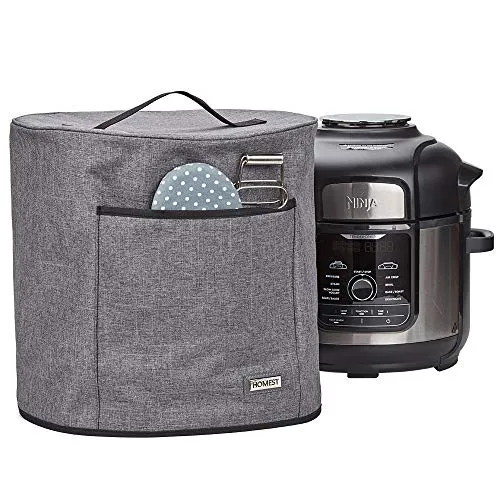 HOMEST Pressure Cooker Dust Cover with Pocket, Compatible with Ninja Foodi 8 Quart Pressure Cooker, These Cover Have Wipe Clean Liner for Easy Cleaning, Grey (Patent Pending)