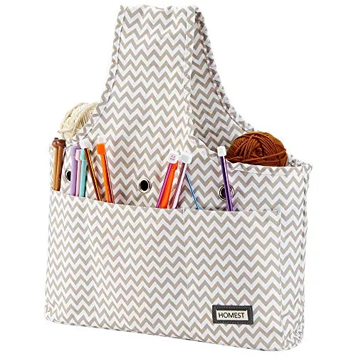 HOMEST Yarn Storage Tote Bag, Travel Wrist Bag for Knitting Needles, Yarn and Crochet Supplies, Ripple (Patent Pending)