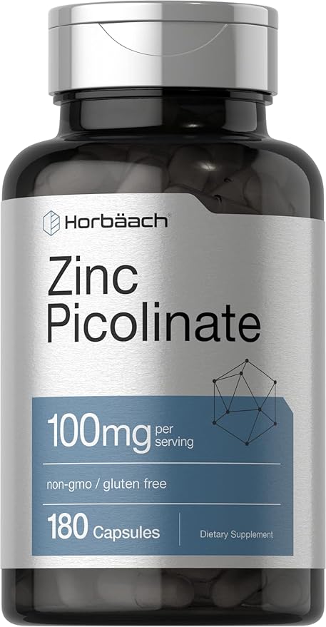 HorbÃ¤ach Zinc Picolinate 100mg | 180 Capsules | High Potency | Non-GMO, Gluten Free | Zinc Supplement
