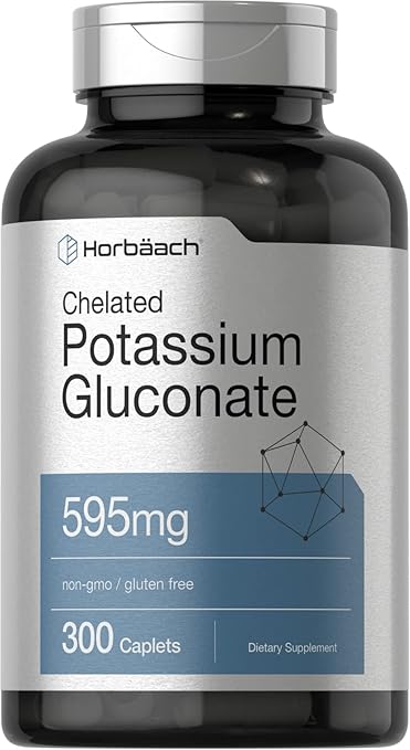 Horbaach Chelated Potassium Gluconate Supplement 595mg | 300 Count