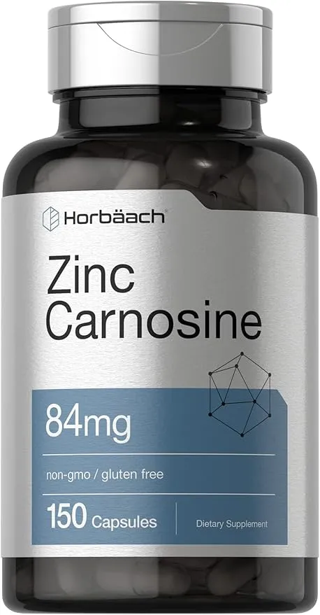 Horbaach Zinc Carnosine Supplement | 84mg per Capsule | 150 Count | Non-GMO & Gluten Free
