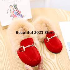 HOT 2021 new Boys Girls Velvet Loafer Buckle Flat Winter Warm Kids Fur Leather Shoes (Christmas gifts for children and girls)