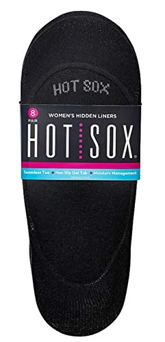 Hot Sox 8 Pack Ultra Low Liner (Black, Sock Size 9-11)
