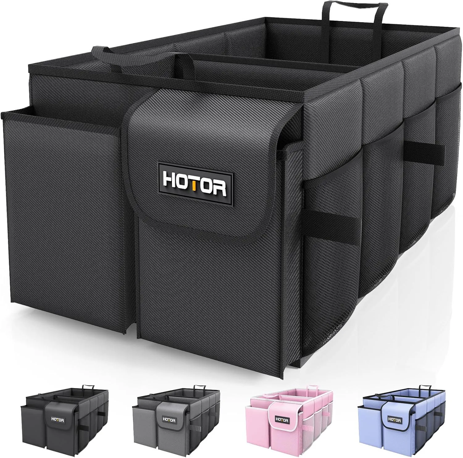 HOTOR Trunk Organizer - Car Organizer, Foldable Trunk organizer for SUVs & Sedans, Sturdy Car Organization for Car Accessories, Tools