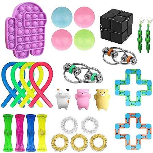 Howstart Sensory Fidget Packs ,Push Bubble Fidget Toys Pack,Stress Relief Toy Set for Adult Decompression and Anti-Anxiety ,Toy Gifts That Easy to Carry for Kids (28pcs)