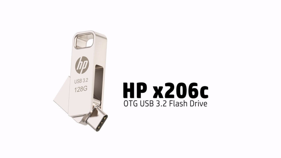 HP USB 3.2 x206c 64/128GB OTG Drive Silver, Type C to Type A