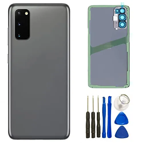 HQB-STAR Galaxy S20 Back Glass Cover Replacement Housing Door with Camera Lens and Frame +Tape Parts for Samsung Galaxy S20 with Tools (Gray)