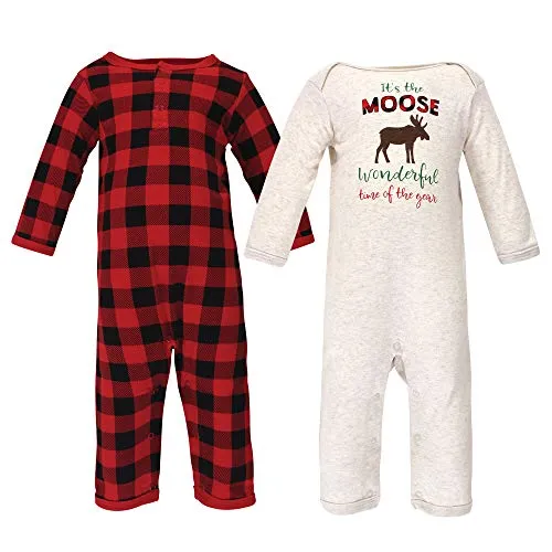 Hudson Baby Holiday Pajamas, Moose Wonderful Time Baby, 0-3 Months