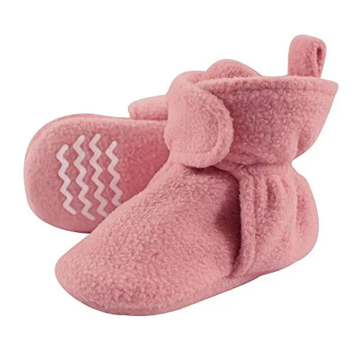 Hudson Baby Unisex Cozy Fleece Booties, Strawberry Pink, 0-6 Months
