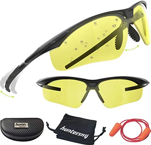 HUNTERSKY Tactical Shooting Safety Glasses Military Ballistic Impact Resistance, Yellow Lens, Yellow Glasses for Sports, Hunting, Archery, Cycling, Driving and Outdoors