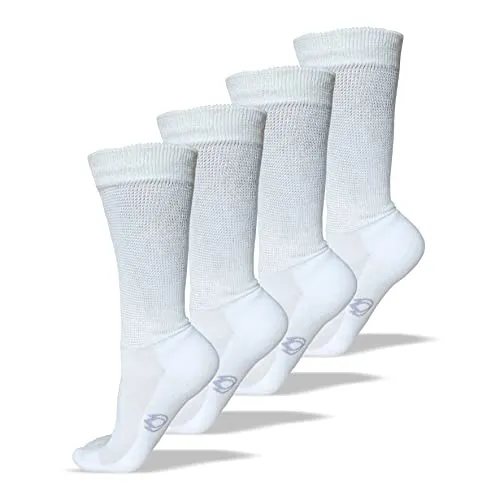 Hyaluxe Women's Diabetic Ankle & Crew Socks, Non-Binding, Circulatory, Cushion, Shoe Size 6-10 Sock Size 9-11, Pair of 2