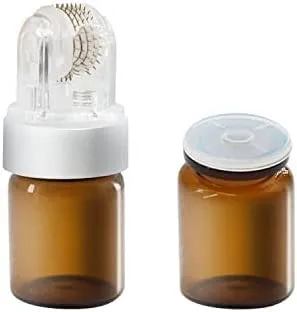 Hydra Roller Microneedle Derma Roller Hydra Stamp Serum Applicator 2 In 1 Kit - Cosmetic Microneedling Tool - Titanium Micro Needle With 2 Empty Ampule Bottles