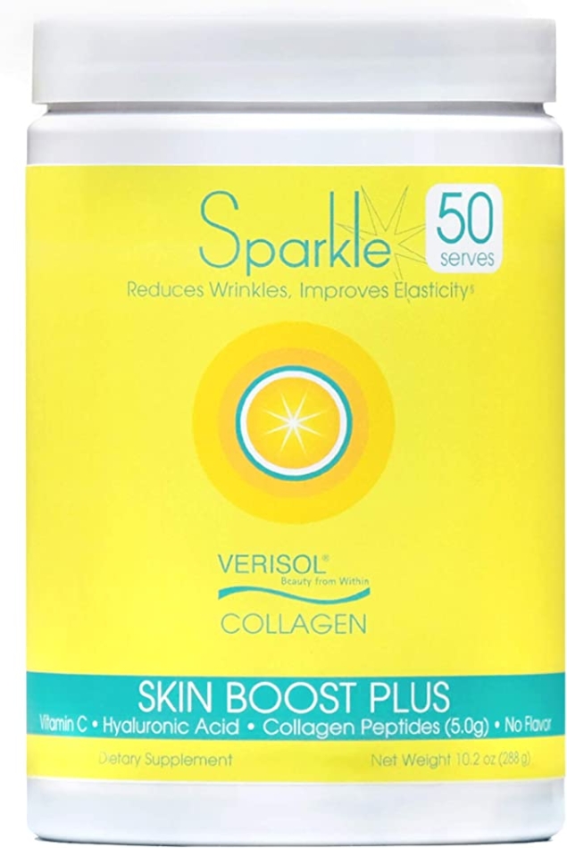 Hydrolyzed Collagen Powder - Sparkle Skin Boost Plus (No Flavor) [50-Serves] VERISOL Collagen Peptides Protein Powder & Vitamin C, Non-GMO Collagen Supplement Drink, Keto Protein Powder Nutrition