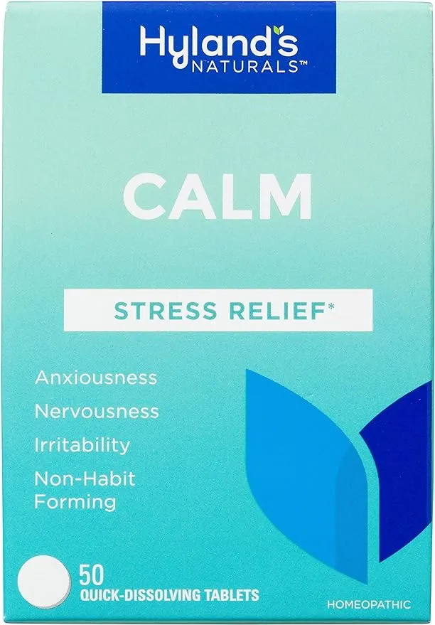 Hylands Calm Tablets, Anxiety and Stress Relief Supplement, Natural Relief of Anxiousness, Nervousness, and Irritability, 50 count