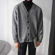 IEFB Men's Autumn Winter 2022 New Cardigan Sweater Korean Tide Loose Diamond Color Contrst Oversize V Collar Single Breast Knit