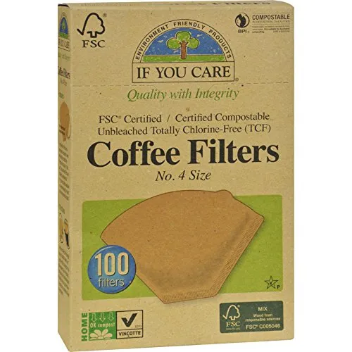 If You Care #4 Cone Coffee Filters - Brown - Case of 12 - 100 Count - Gluten Free -