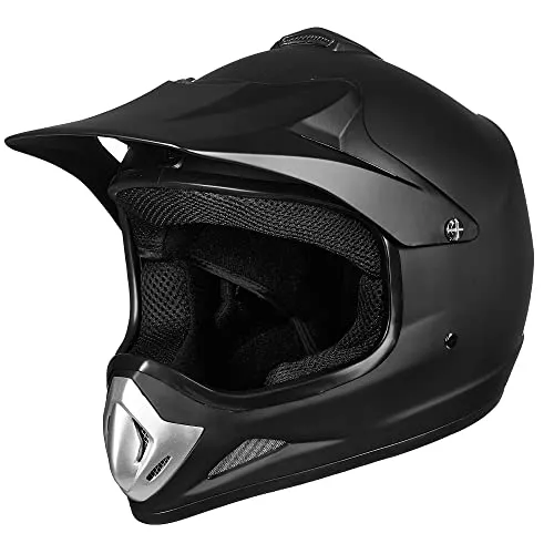 ILM Youth & Kids Dirt Bike Helmet ATV Motocross DOT Approved Off-Road Street Helmet Unisex-Child Full Face Protective Helmet for Motorcycle Model BLD-818(Matte Black,Youth-Large)