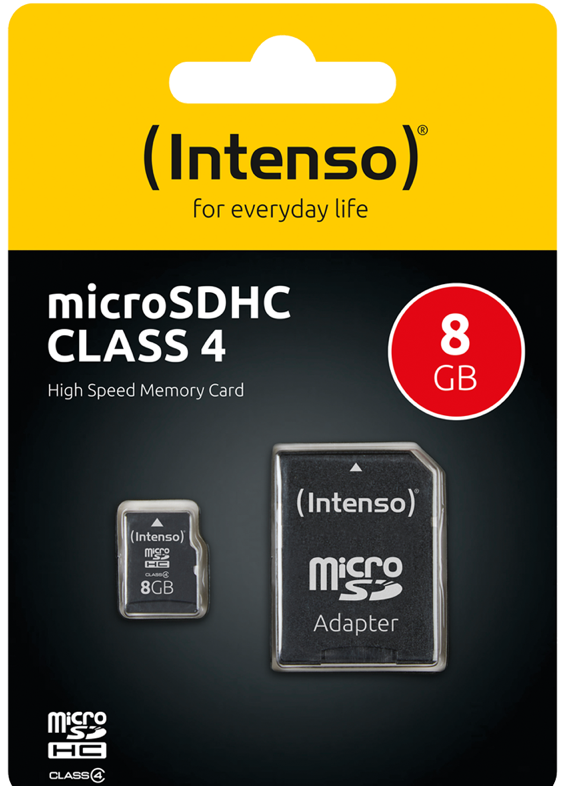 Intenso Memory Card Mirco SD Micro SDHC Class 4 + Adapter 8GB