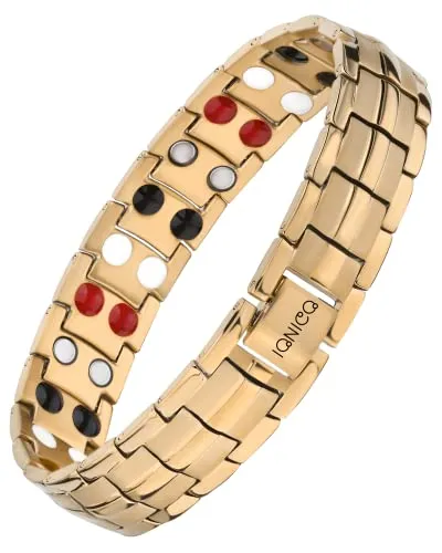 IONICO Magnetic Bracelet for Men and Women | Stress & Pain Healing Product | Alternative Blood Pressure and Circulation Medicine | Balance Therapy for Wellness and Strength (Gold)