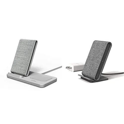 iOttie iON Wireless Duo 10W Stand + 10W Pad Qi-Certified Charger Light Grey & Ion Wireless Fast Charging Stand, Qi-Certified Charger 7.5W for iPhone Xs Max R 8 Plus 10W for Samsung S9 Note 9, Ash