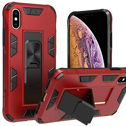iPhone X Case | Military-Grade Protection | 12ft. Drop Tested Protective Case | Kickstand | Magnetic Car Mount Holder | Compatible with iPhone X&XS - Red