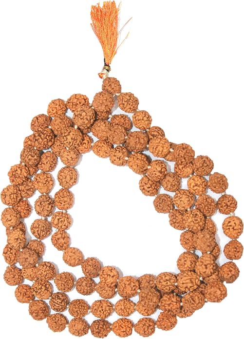 IS4A Nepali 5 Mukhi Rudraksha Mala (108+1 Beads) with Authentication Certificate  Natural Brown Round Beads  Japa & Wearing Mala  9.6 mm Approx, 55g Spiritual Meditation Necklace