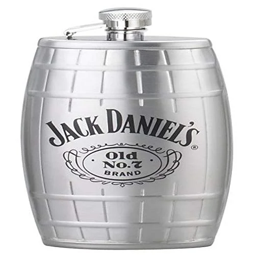 Jack Daniels Licensed Barware Swing Cartouche Flask, 6 oz, Silver