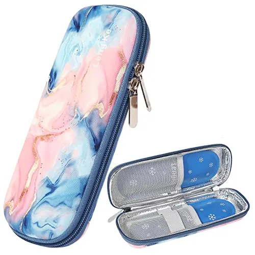 JAKAGO Insulin Cooler Travel Case with 2 Gel Ice Pack TSA Approved Diabetic Medication Cooler Bag with Thermal Insulation Mini Medical Cooling Pouch for Traveling (Quicksand Pink)