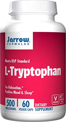 Jarrow Formulas L-Tryptophan, for Relaxation, Positive Mood & Sleep, 500 mg, 60 Veggie Caps