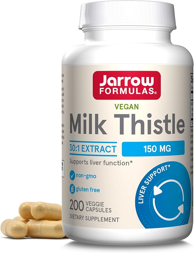 Jarrow Formulas Milk Thistle (Silymarin Marianum), Promotes Liver Health, 150 mg per Capsule, 200 Count