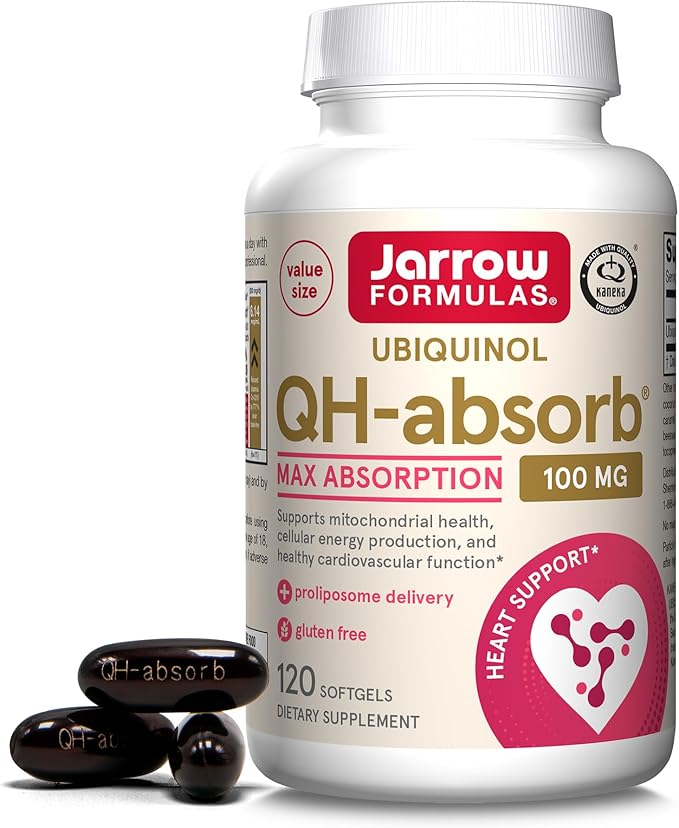 Jarrow Formulas Ubiquinol QH-Absorb, High Absorption/Enhanced Stability, 100 mg, 120 Softgels (Packaging may vary)