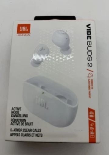 JBL VIBE Buds 2 True Wireless Noise Cancelling Earbuds with Pure Bass (White)