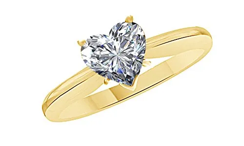 Jewel Zone US Heart Cut White Cubic Zirconia Anniversary Solitaire Ring in 14k Gold Over Sterling Silver (0.5 Carat)
