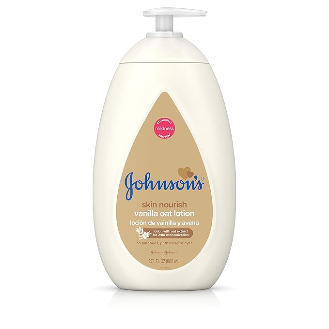 Johnson's Moisturizing Baby Body Lotion with Vanilla & Oat Extract for Dry Skin, 27.1 fl. Oz