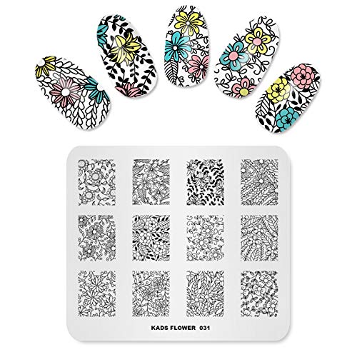 KADS Nail Art Stamp Template Beatiful Flower Image Plate Stamping Plate for Nail Art DIY Tool for Manicure(FL031)
