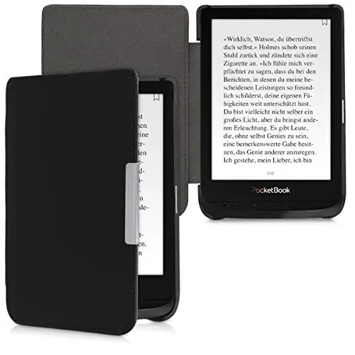 kalibri Case Compatible with Pocketbook Touch Lux 4/Lux 5/Touch HD 3/Color (2020) - Genuine Leather eBook Cover - Black