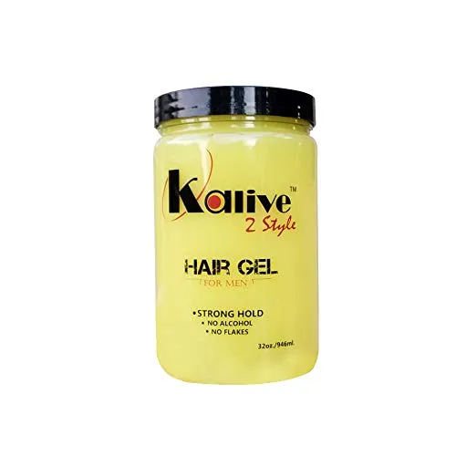 Kalive2style 32oz Mens Hair Styling Gel, Strong Hold Hair Gel for Men with All-Day Shine and Refreshing Fragrance, Non-Flaking and No Alcohol