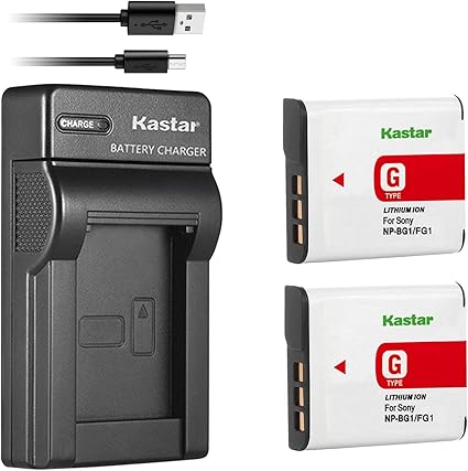 Kastar Battery X2 + Slim USB Charger for Sony NP-BG1 NP-FG1 Battery Sony Cybershot DSC-HX5V, DSC-HX9V, DSC-W30, DSC-W35, DSC-W50, DSC-W55, DSC-W70, DSC-W80, DSC-W290, DSC-H10, H20, H50, H55, H70, H90