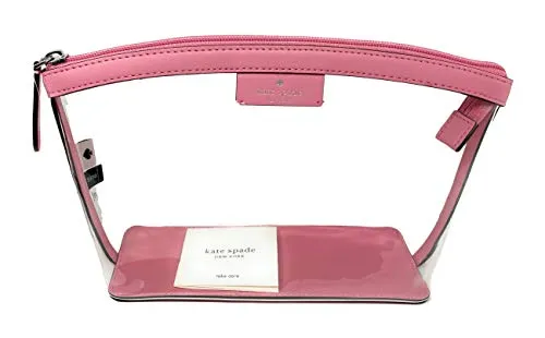 Kate Sapde New York Medium Cosmetic Pouch Travel Case Clutch Clear Bag Pink
