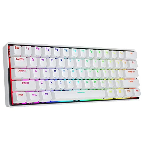 KEMOVE Snowfox Wired/Wireless 60% Mechanical Gaming Keyboard,Hot Swappable Keyboard RGB Backlit PBT Keycaps Full Keys Programmable - 3000mAh Battery (Gateron Blue Switch)