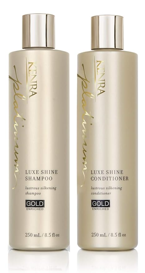 Kenra Platinum Luxe Shine Shampoo/Conditioner | Gold Enriched | Transforms Dull And Lifeless Strands To Glamorous And Full-Bodied Hair | All Hair Types | 8.5 fl. Oz (Set)