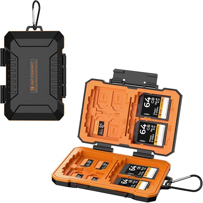 K&F CONCEPT 29 Slot Memory Card Case, Carrying Case for SD, CF, CFexpress, Micro SD, Nano SIM & Micro SIM Cards