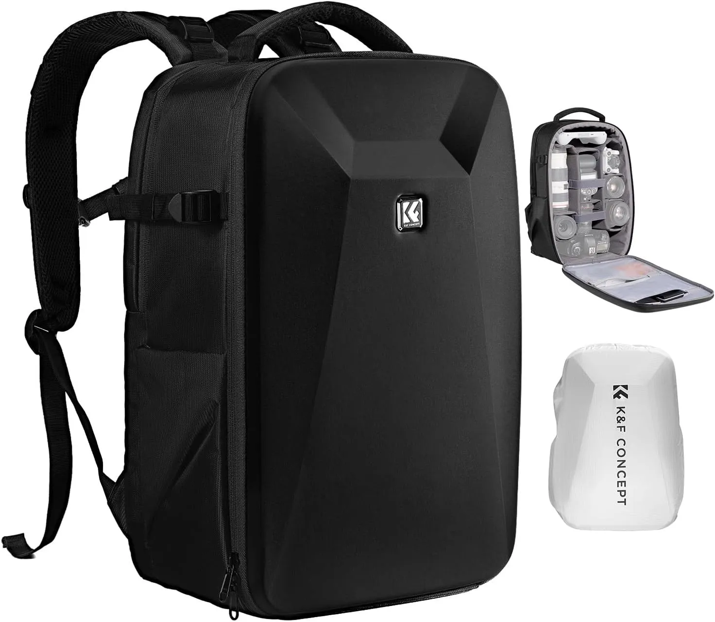 K&F CONCEPT Camera Backpack,Hardshell Photography DSLR Camera Bag with 15-15.6 Inch Laptop Compartment Waterproof Hard Shell Camera Case Compatible with Canon/Nikon/Sony/DJI Mavic Drone